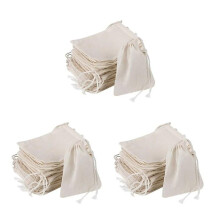 300 Pieces Drawstring Cotton Bags Muslin Bags,Tea Brew Bags (4 X 3 Inches)~14882