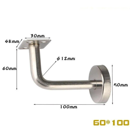 Support de rampe d'escalier mural en acier inoxydable argenté, 60 mm