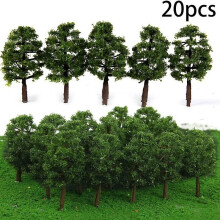 20 kpl Juna Keinotekoinen Miniatyyri Puu Muovi Maisema Rautatien koristelu Kaupunkimaisema Rakennustarvikkeet