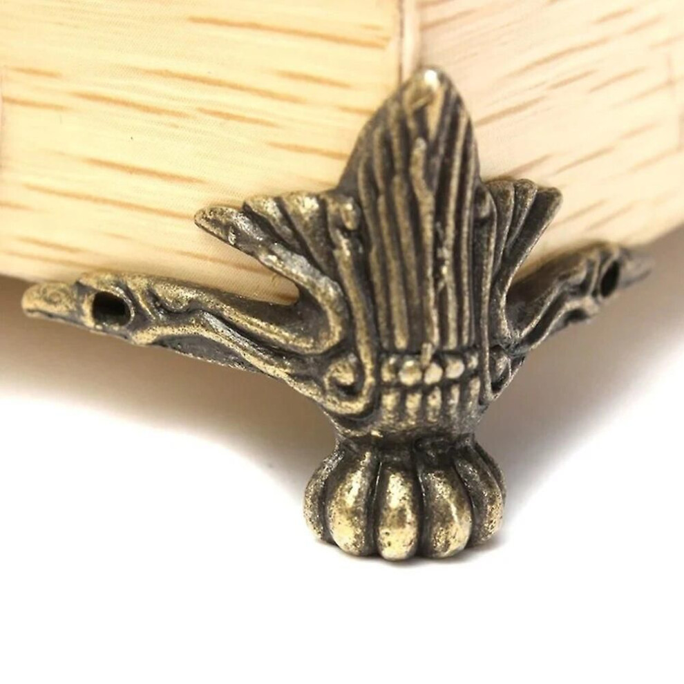 Lot de 4 protections d'angle antiques en laiton pour coffre à bijoux, armoire, boîte en bois, pieds