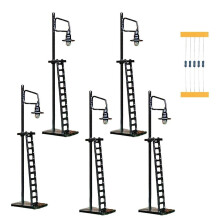 5Pcs N Gauge Yard Lights Model Lamp Posts Scenery Lamps + Free Resistors Warm White LEDs For Rail Building