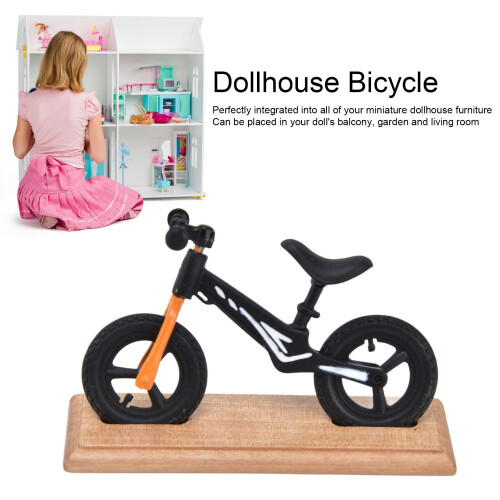 Modèle de mini-vélo pour maison de poupée, métal, finition noire 2