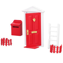 Conjunto de puertas de madera en miniatura, escala 1:12, color abedul rojo