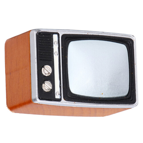 TV de madera retro para casa de muñecas a escala 1:12 2