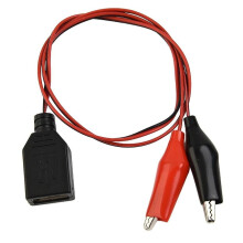 Alligatorklämma för USB-hane/hona-kontakt strömkabel 50 cm lång röd och svart alligatortest