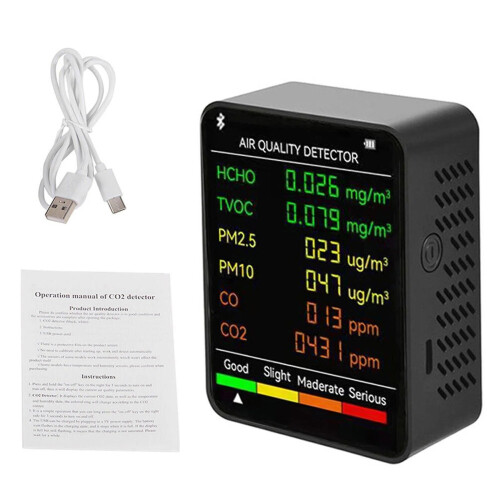 Μετρητής C02 6 σε 1 PM2.5 PM10 HCHO TVOC CO2 Πολυλειτουργικός μετρητής πο