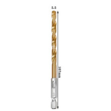 1 st snabbstål HSS titanbelagda borrbitar 1/4 sexkantsskaft 1,5 mm-6,5 mm spiralborr med sexkantsskaft
