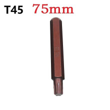1 st 30/75 mm magnetisk torx-skruvmejselbits stål 10 mm sexkantsskruvmejsel för slagskruvmejsel T20/T25/T30/T40/T45/T50/T55~9697