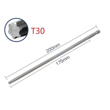 1/6 st 200 mm magnetisk Torx-skruvmejselbits legerat stål skruvmejselhuvud T10 T15 T20 T25 T27 T30 skruvmejsel