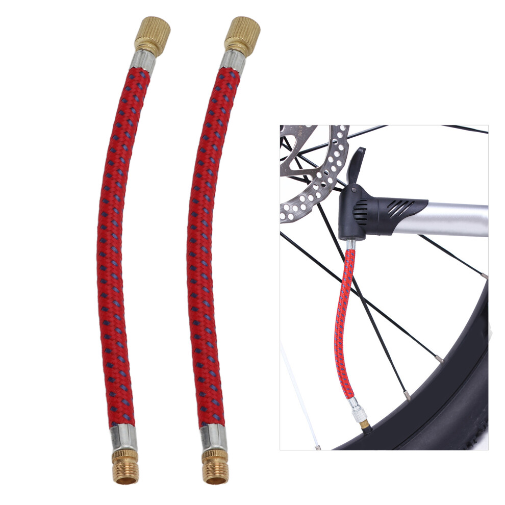 2pcs Bike Pump Extension Hose Increasing 16.6cm/6.5in Length Nylon Copper Materials Double Valve Design Inflator Tube
