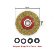 1 st 100/125/150/175/200 mm stålborste med adapterringar slipmaskin polering slipverktyg för metall