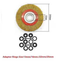 1 st 100/125/150/175/200 mm stålborste med adapterringar slipmaskin polering slipverktyg för metall