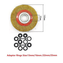 1 st 100/125/150/175/200 mm stålborste med adapterringar slipmaskin polering slipverktyg för metall