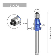 1 st 8 mm skaft stål träfräs YG6X hårdmetallspets pinnfräs träfräs med lager träbearbetning