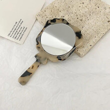 Fashion Retro Handheld Makeup Mirror Sweet and Cute Acetate Makeup Mirror Elegant Small Round Mirror~18347