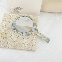Fashion Retro Handheld Makeup Mirror Sweet and Cute Acetate Makeup Mirror Elegant Small Round Mirror~18348