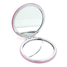 Folding Flashing Special Leather Small Advertising Mirror Handheld Mirror Printing Promotional Gift