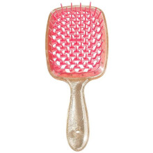 Glänsande guldfärgad huvudmassagekam för torrt och vått hår, utjämnande mesh ihålig frisörkam, fluffig