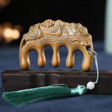 Sandelträ massagekam meridiankam enkelsidig snidning breda tänder runda tänder tjock tand förtjockad