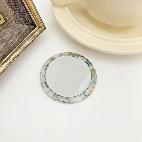 Simple Acetate Small Round Mirror Small Zebra Pattern Makeup Mirror Portable Mini Round Makeup Mirror
