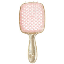 Glänsande guldfärgad huvudmassagekam för torrt och vått hår, utjämnande mesh ihålig frisörkam, fluffig