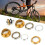 Jeu de direction de vélo durable 34 mm doré à double rangée de roulements compatible VTT et route 16