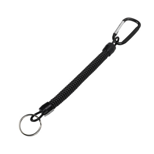 Cordon porte-clés élastique rétractable noir équipement de pêche accessoire de sécurité anti perte