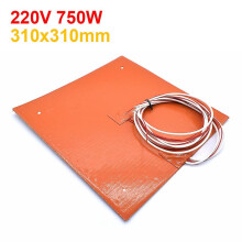 220V 750W/500W siliconen verwarmingsmat, 200/235/300/310mm, waterdicht rubber voor Ender3 CR10 3D