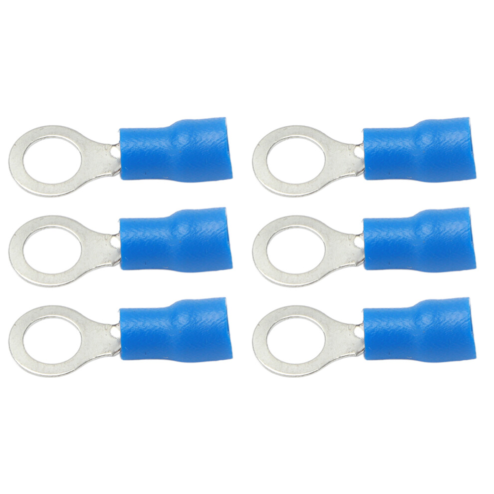 100Pcs Pre Insulated Ring Crimp Terminals Copper Pvc Wire Connector For Machinery Awg 22Â16Rv1.25â5 Blue 5081321784348