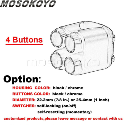 Τιμόνι μοτοσικλέτας Universal 1" 7/8" 22mm 25mm, διακόπτης τιμονιού αλ