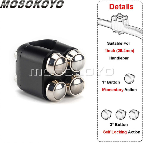 Τιμόνι μοτοσικλέτας Universal 1" 7/8" 22mm 25mm, διακόπτης τιμονιού αλ