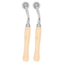 2 piezas Rueda de trazado: mango de madera de pino y rodillo de acero inoxidable, Ø20mm