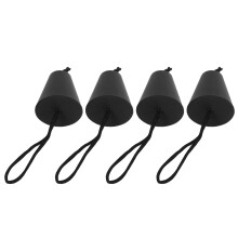 Kit de 4 tapones de silicona negros para desagües de cubierta con cordón
