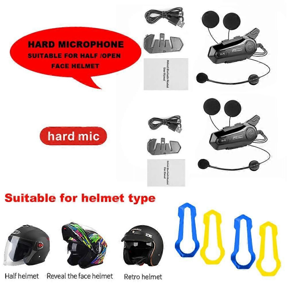 Intercom moto casque Bluetooth 1000M pour 2 pilotes intercomunicador étanche réduction du bruit