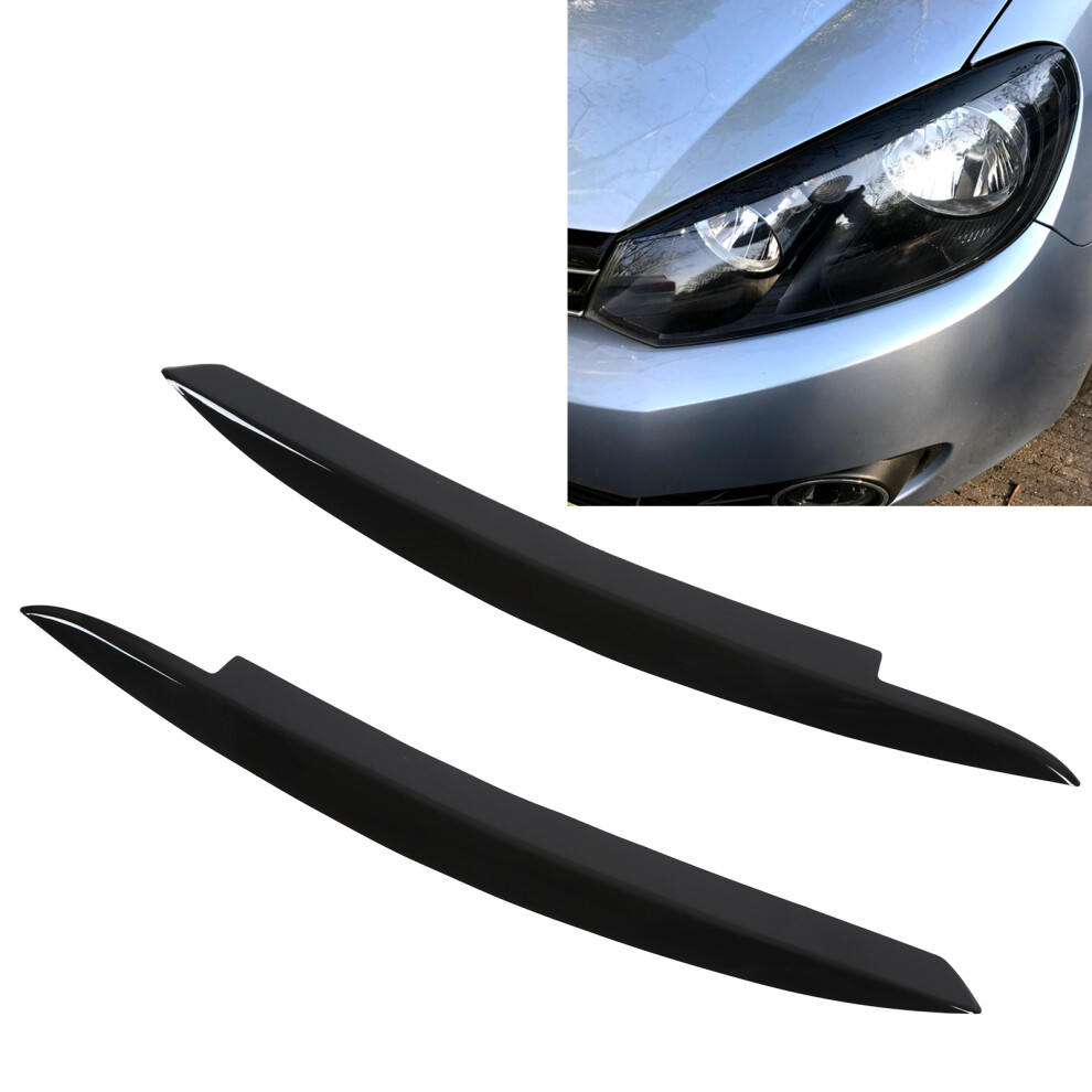 Pair Car Headlight Eyebrows Left Right Glossy Modification Replacement For 6 Mk6 2008Â2012 Black 4391321792931