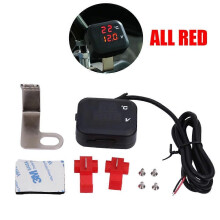 Universal för KOSO Motorcykel Voltmeter Termometer Temperaturmätare Spänning Display Digital USB Laddare