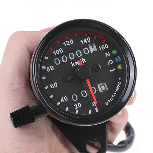 Universal Μαύρο Διπλό Ταχύμετρο Μοτοσικλέτας 12V με Ένδειξη LED~24912