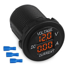 Vattentät 12V-24V Bil Båt Motorcykel LED Digital Voltmeter Amperemeter Auto Rund Voltmeter Spänning