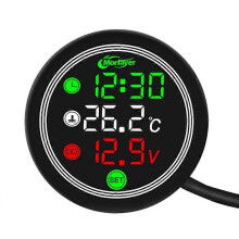 Motorcykel Elektronisk Timer Tid Termometer Voltmeter 4-i-1 S7 Vattentät Pekskärm Spänningsmätare