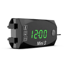 Motorcykel Digital Voltmeter DC 6V-30V 3 i 1 Klocka Digital Tid Spänning Vattentät Tester Batterimätare