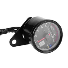 Musta Universal Motorcycle Cafe Racer Nopeusmittari Matkamittari 0-160 km/u Mittari LED-ilmaisimella~28421