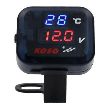 3 in 1 Koso Moto LED Voltmetro Temperatura Indicatore con Porta USB per Moto Termometro~27290
