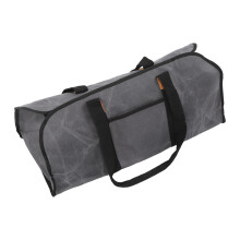 Bolsa porta-leña de lona encerada, grande, gris oscuro, 57,8 cm