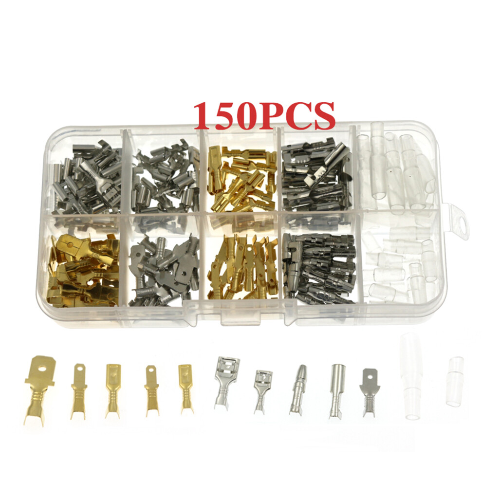 150Pcs Wire Terminals Kit 6.3/4.8/2.8Mm Male Female Car Spade Connector Set For Motorcycle Bike Car 5091321796340
