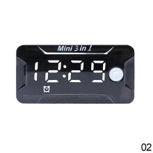 3 in 1 Motorfiets Digitale Voltmeter Thermometer Spanning Tijd Temperatuur Meter Display LCD Mini Klok