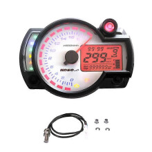 Odómetro digital para motocicleta KOSO, 18 000 rpm, LCD blanco y negro, con velocímetro ajustable en