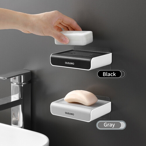 Porta-sapone da muro 13x9x3 cm Grigio ABS