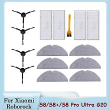 1 set ersättningstillbehör för Xiaomi Roborock S8/S8 Pro Ultra robottvättbar HEPA-filter sidoborste