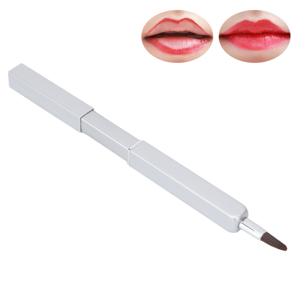 Portable Retractable Lip Makeup Brush Lipstick Lip Gloss Brush Applicator Makeup ToolSilver