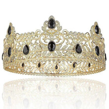 AD-King Krona För Herrar, Födelsedagskronor För Herrar Pojkar Vintage Kunglig Krona Med Svart Strass,